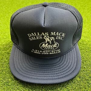 Vintage Navy Blue Nissin Mack Trucks Dallas Sales Inc Trucker Hat Snapback
